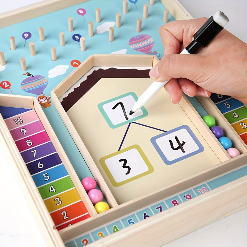 Wooden Number Reading Beads Math Addition Games Learning Activity