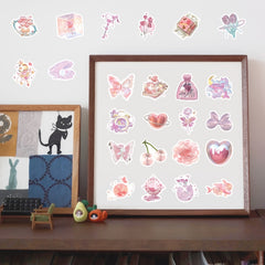 63pcs Pink Funny Stickers for Kids Girls Teens Adults Waterproof Vinyl Stickers