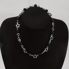 Punk Star & Beads Chain Necklace Y2K Style Jewelry Gift