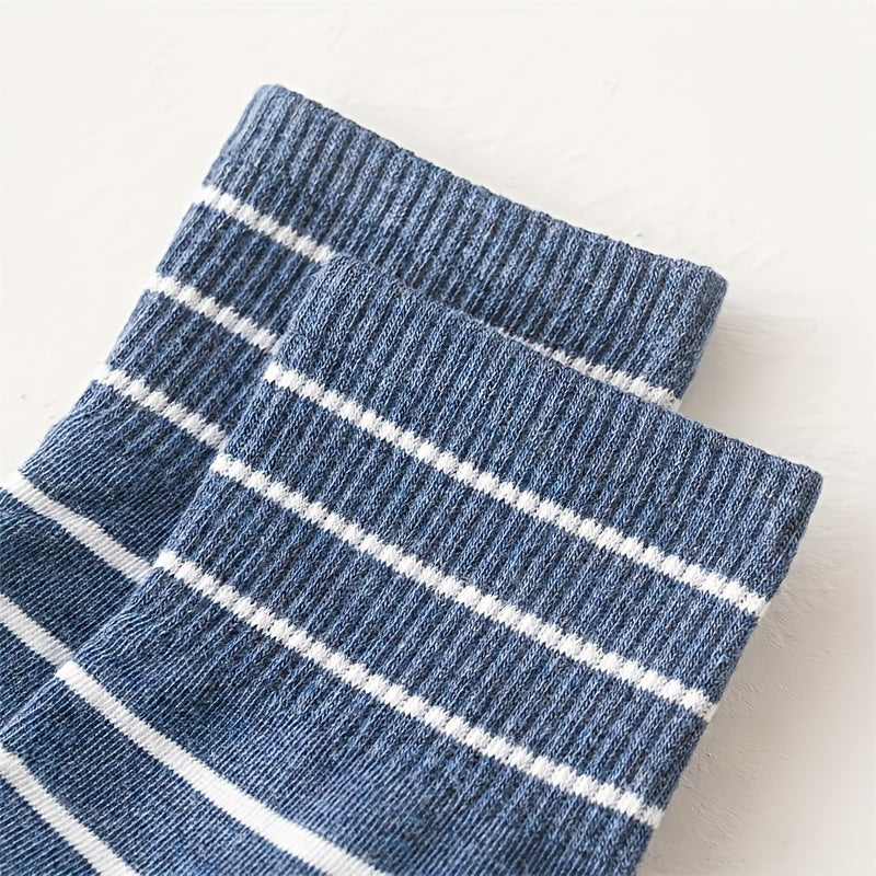 6 Pairs Striped Sports Socks Women's Mid Tube Stockings
