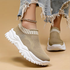 Women's Knit Slip-On Platform Sneakers Breathable Casual Daily Shoes