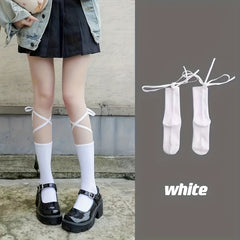 Solid Strappy Socks Comfy & Breathable Women's Stockings