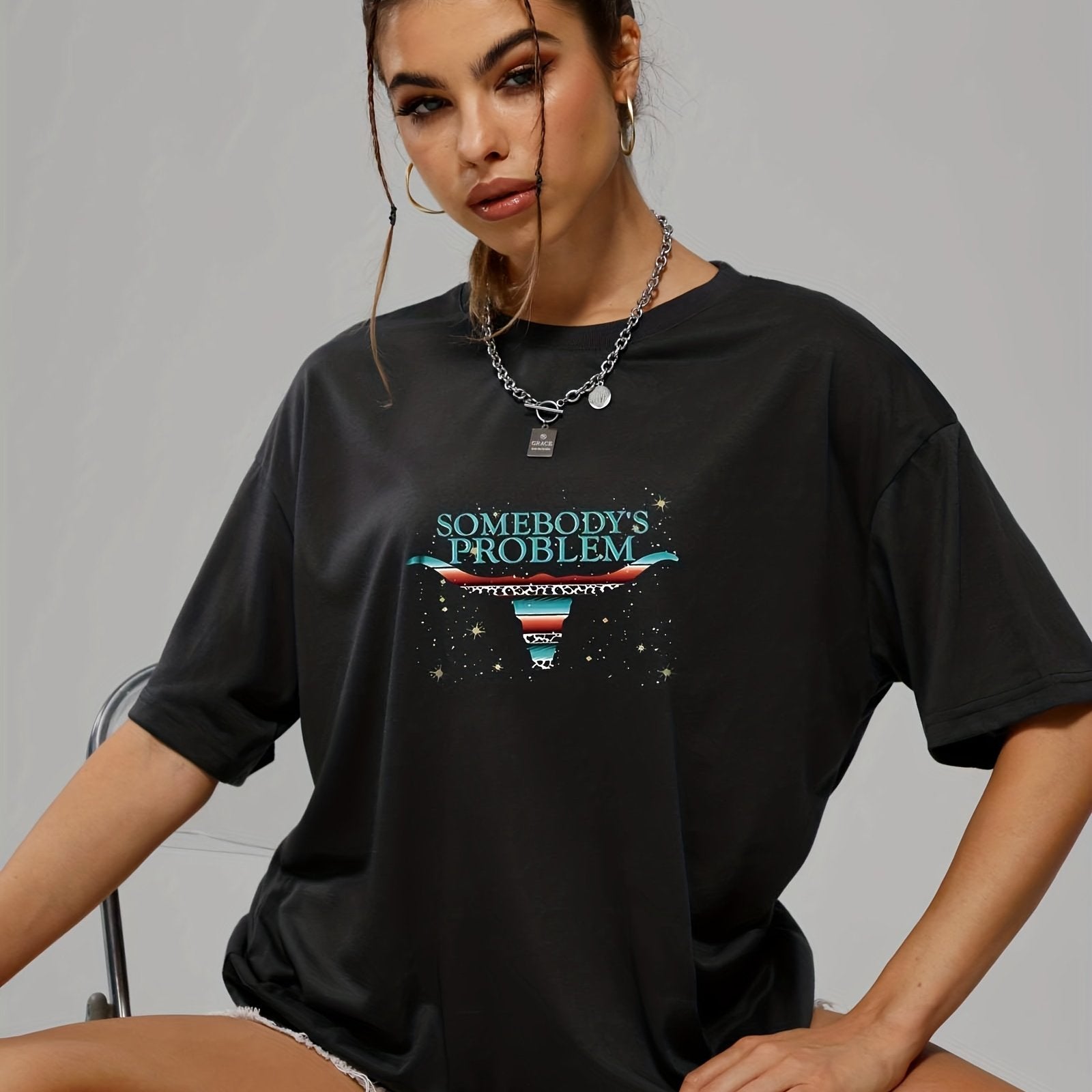 Casual Loose Sports Round Neck Short Sleeve T shirts Women's Summer Tops