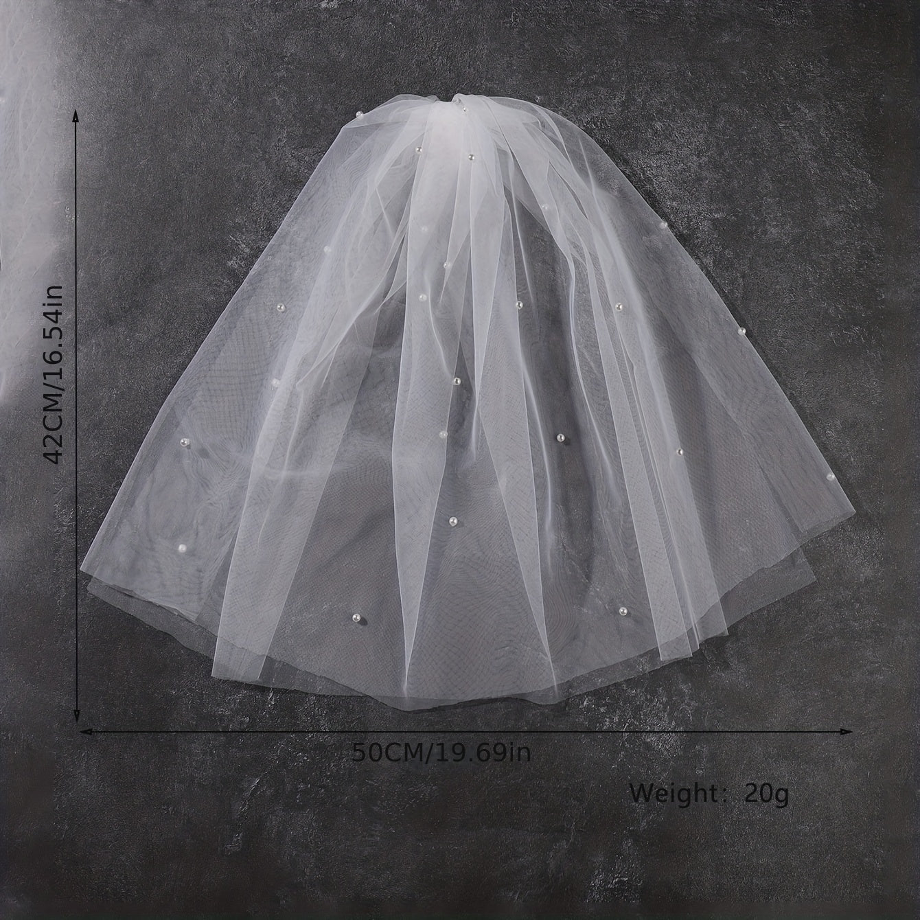 Mesh Head Veil With Comb Double Layer Bridal Veil Faux Pearl