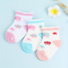 3 Pairs Baby Girls Rabbit Pattern Anti-Skid Socks 0-2 Years