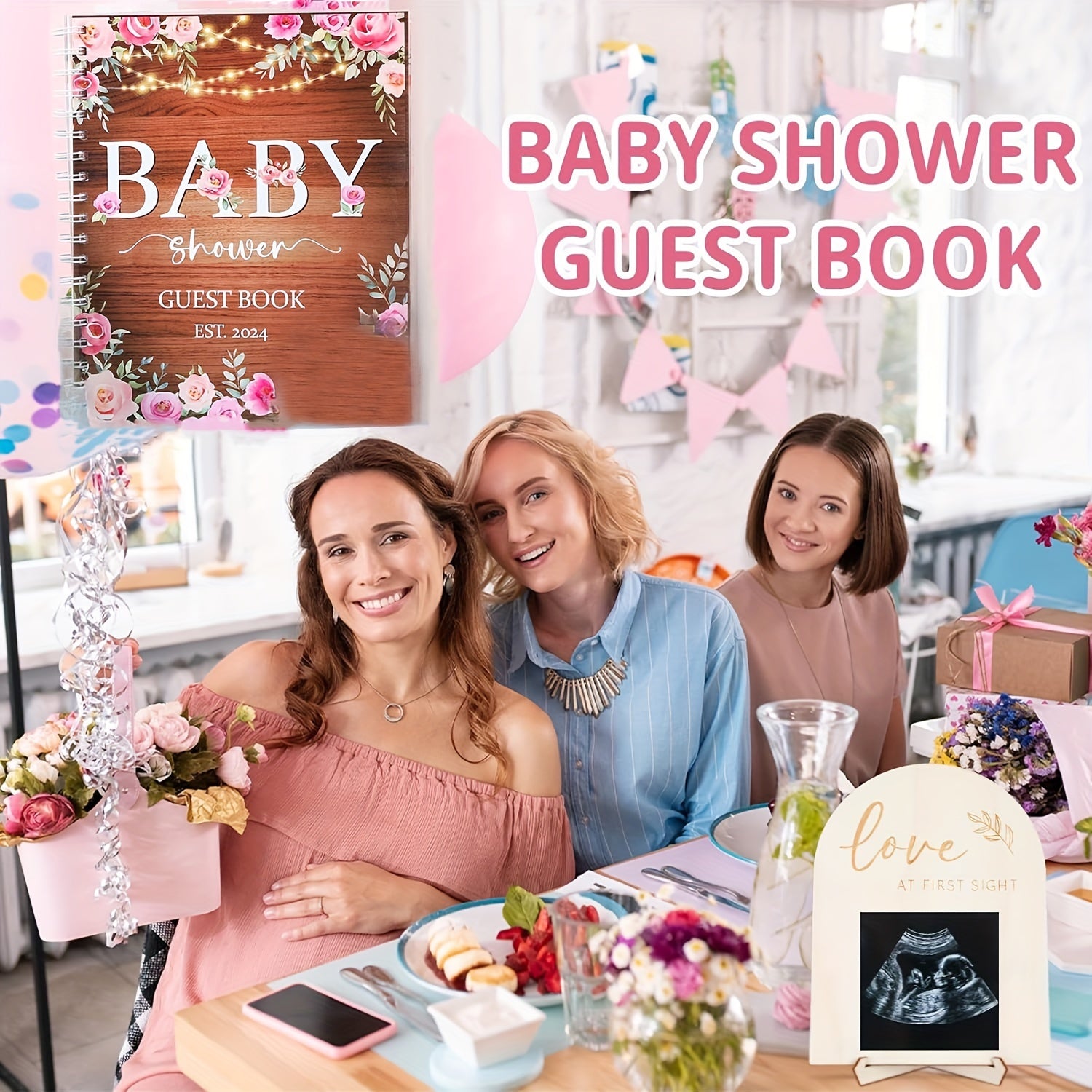 Floral Shower Guest Book Memory Book for Girls & Boys