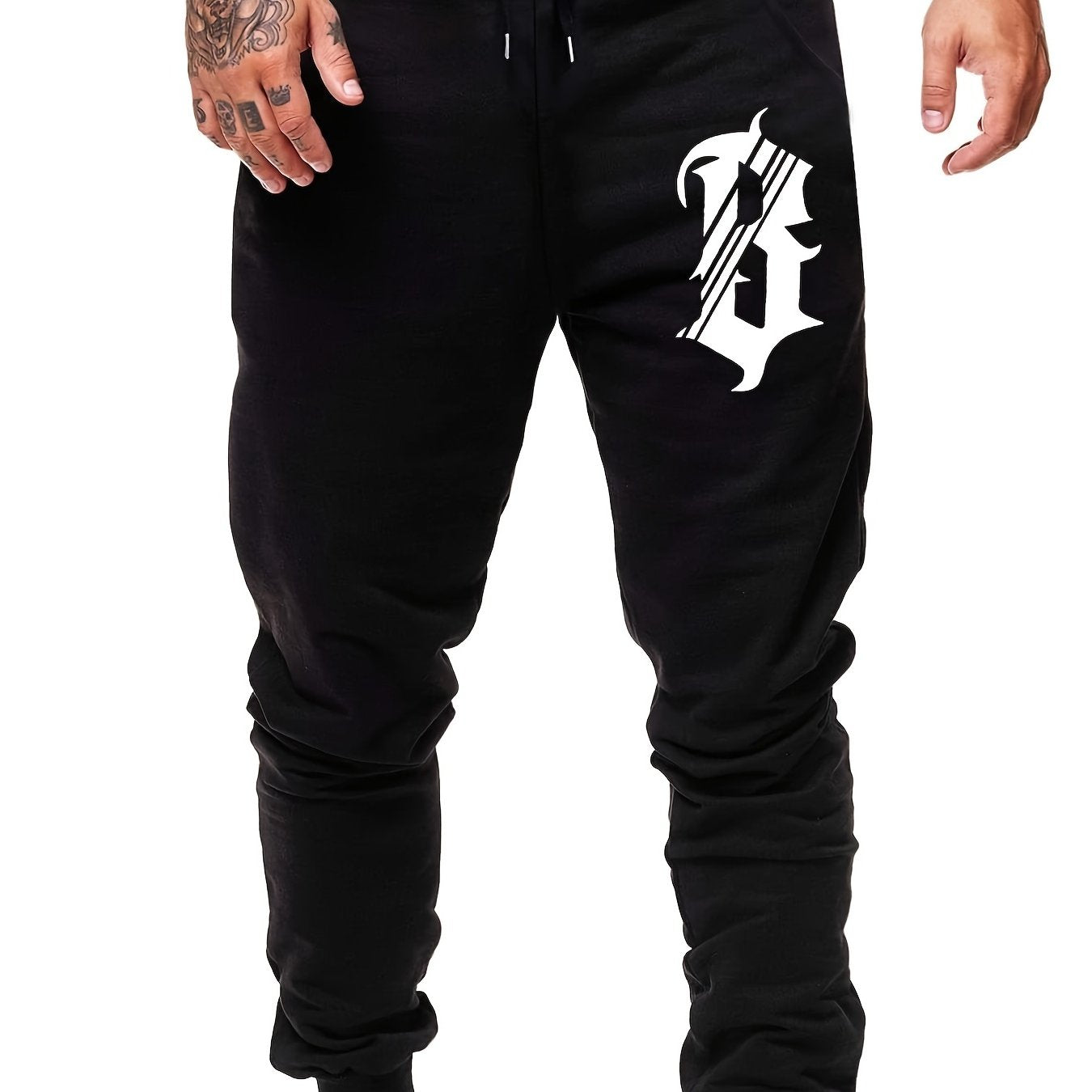 Men's Letter Print Thick Casual Sweatpants