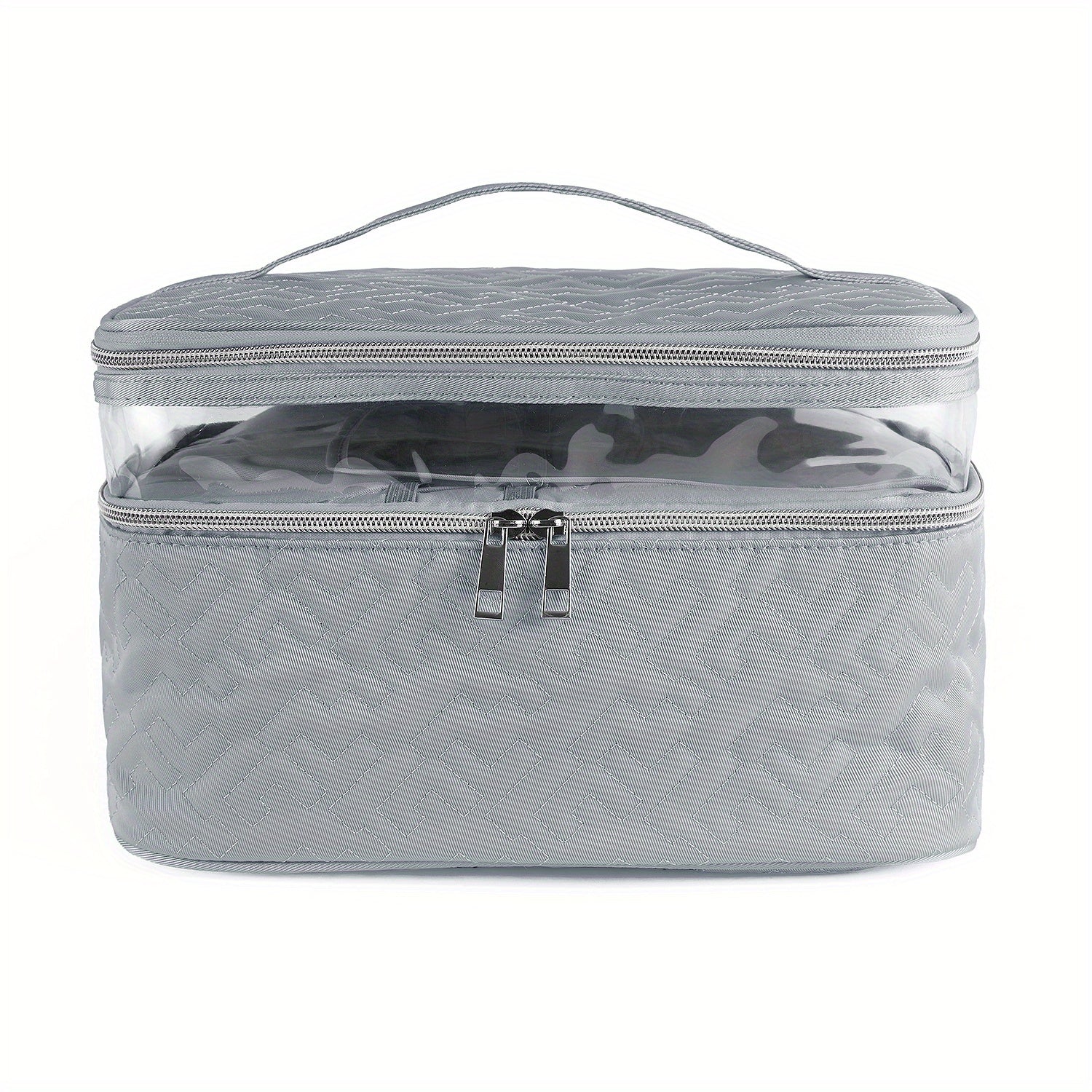 Double Layer Makeup Case With Handle Portable Cosmetic Organizer