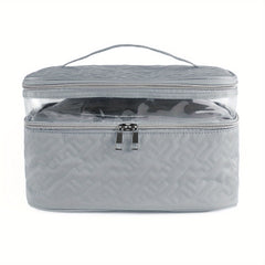 Double Layer Makeup Case With Handle Portable Cosmetic Organizer