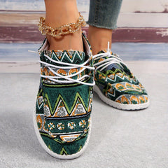 Ethnic Style Slip-On Boat Shoes for Women