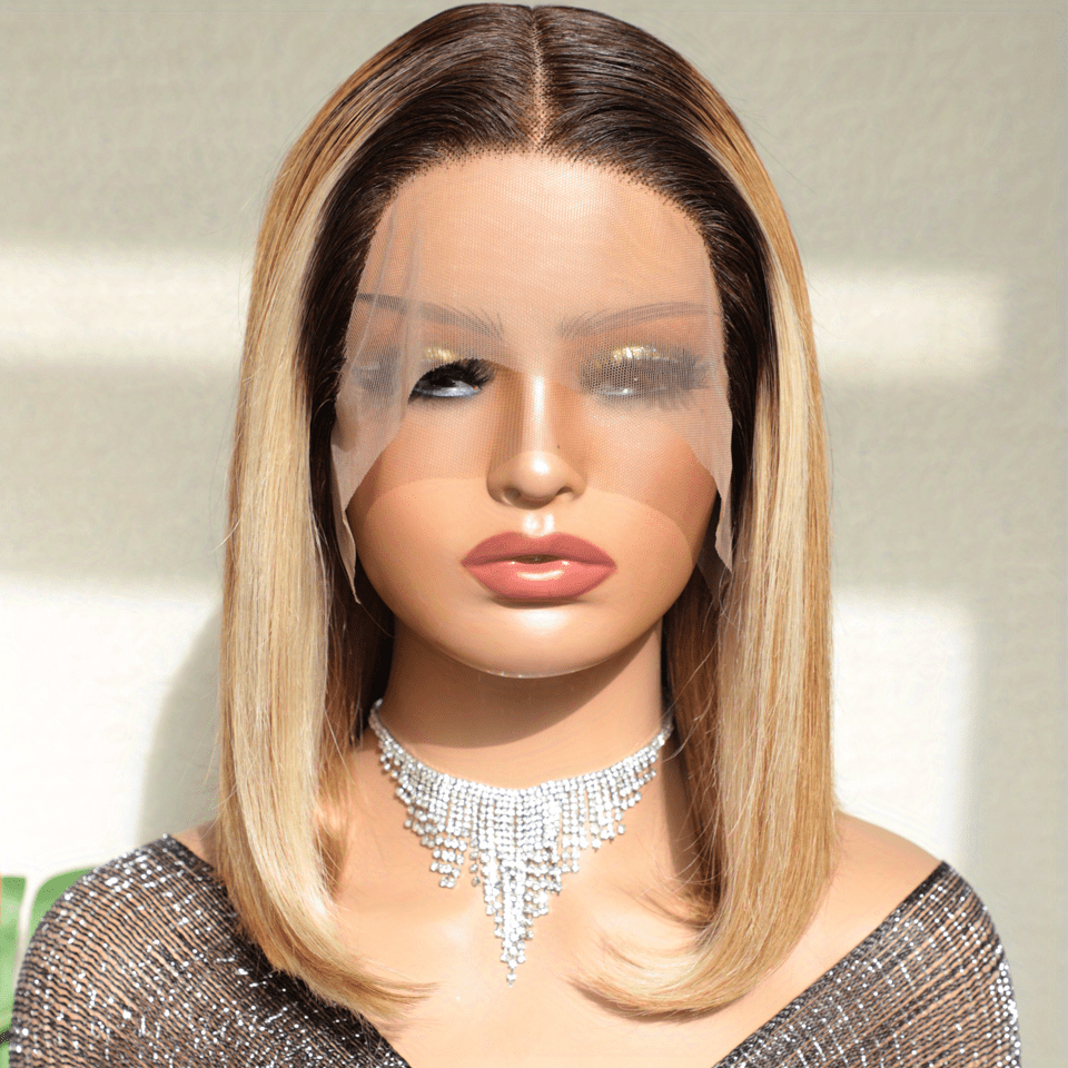Honey Blonde Bob Wig Human Hair Lace Front Wig for Women