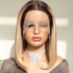Honey Blonde Bob Wig Human Hair Lace Front Wig for Women