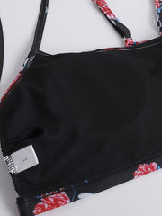 Rose & Skull Print Top & Shorts Swimsuit Set