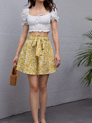 Floral Print Tie Waist Skirt for Spring & Summer