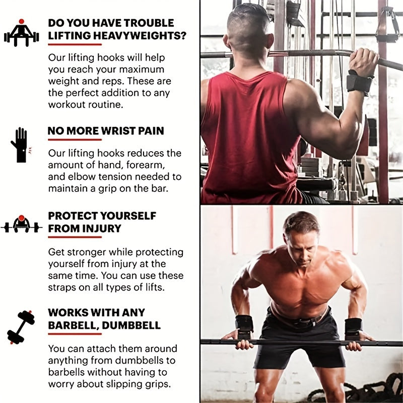 2pcs Wristband Hooks for Fitness Weightlifting Pull Up