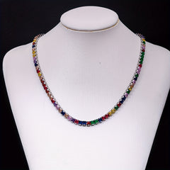 Colorful Cubic Zirconia Chain Necklace For Girls