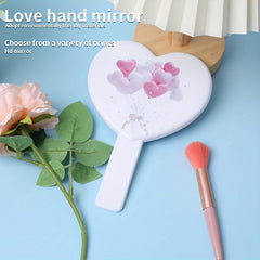 Heart Shape Makeup Mirror Portable Cosmetic Touch up Mirror With Handle