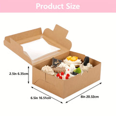 32pcs Brown Pastry Boxes with Windows - Gift Packaging for Cookies