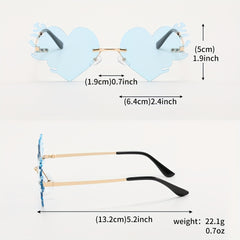 Y2K Melting Heart Sunglasses Rimless Beach Party UV400
