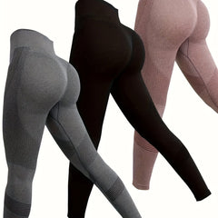 3pcs Women's Solid Leggings for Sports Yoga Soft Stretchy Activewear Pants