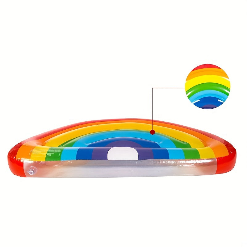 Inflatable Rainbow Water Mattress for Pool Party - Semi Circular Design