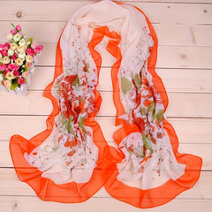 Boho Flower Print Chiffon Scarf Warm Shawl Sunscreen Hijab