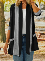 Women's Block Long Sleeve Cardigan for Fall/Winter
