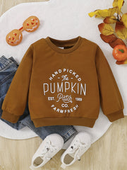 Cute Pumpkin Print Sweatshirt for Toddlers - Fall Top