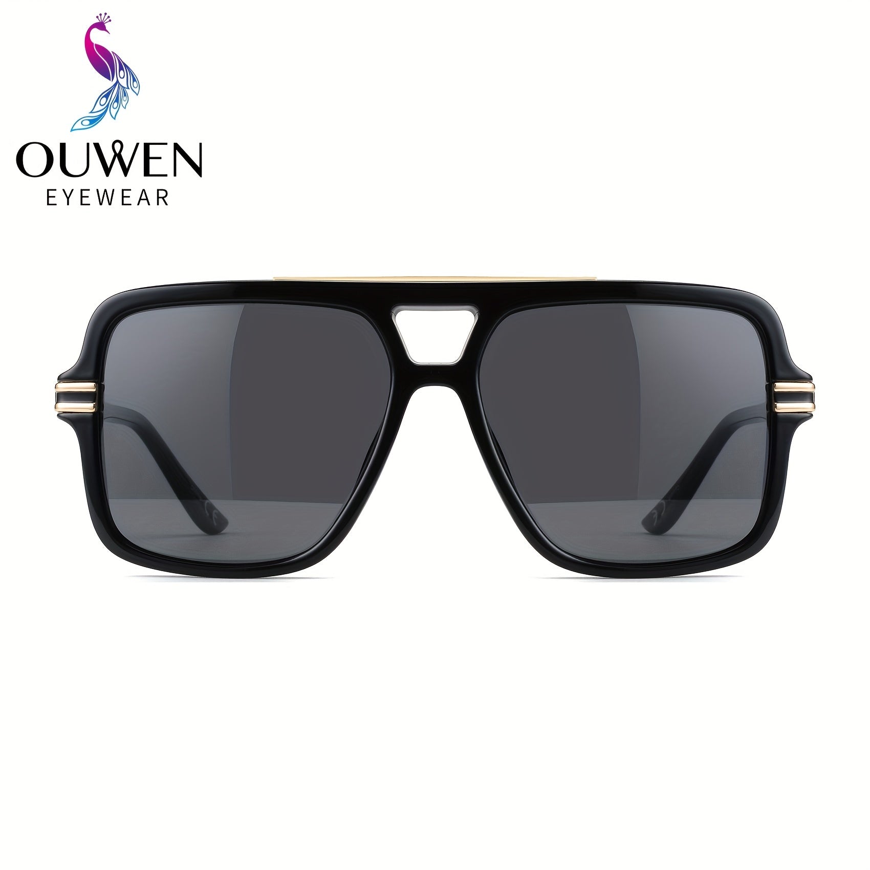 OUWEN Retro Oversized Square Pilot Polarized Men's Sunglasses