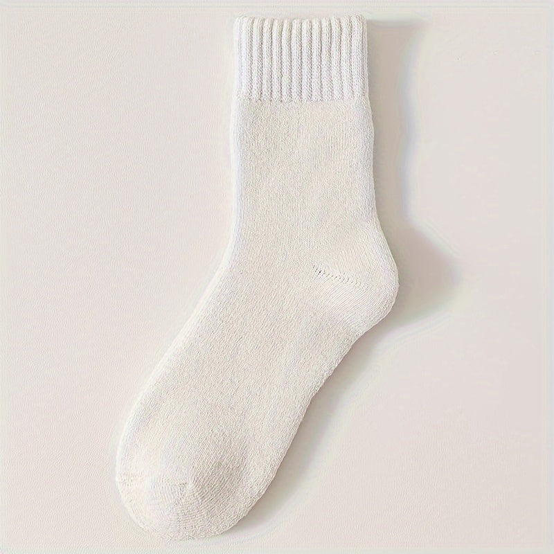 3 Pairs Plush Lined Socks Comfy & Warm Mid Tube Women's Stockings
