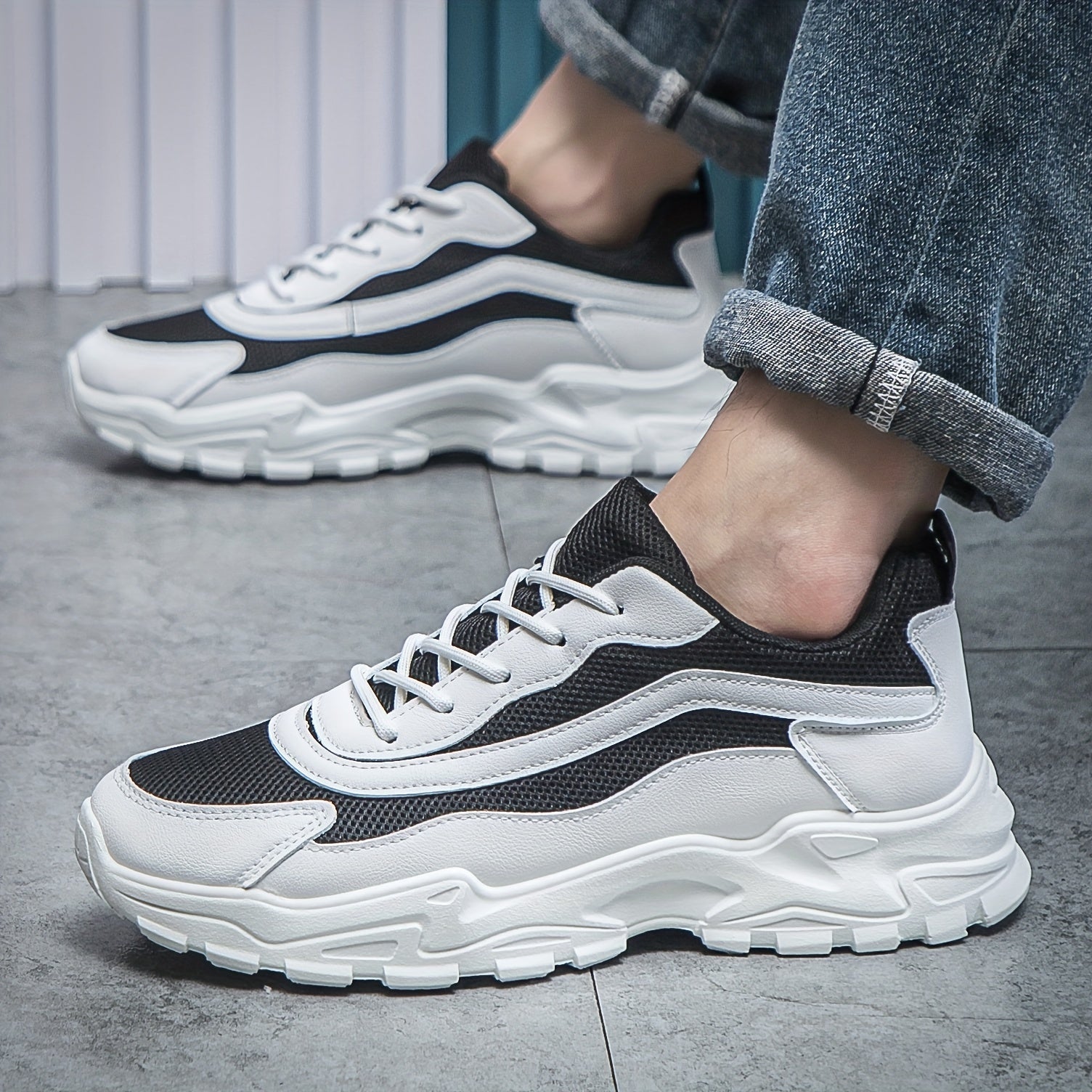 Men's Breathable Chunky Sneakers For Jogging Gym