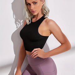 Moisture Wicking Ribbed Sports Tank Top Women's Fitness Yoga Crop Tank