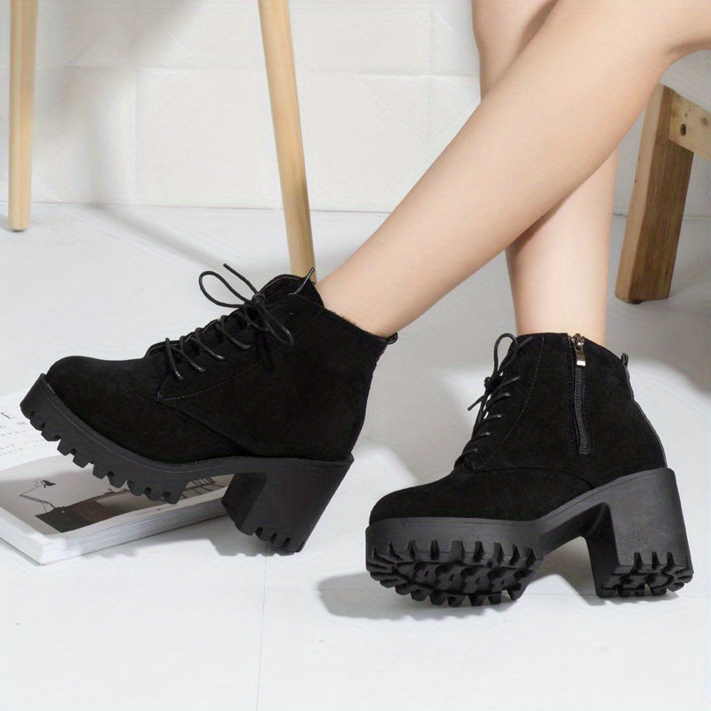 Chunky Heeled Ankle Boots Lace Up Platform Boots Oktoberfest Dress Shoes