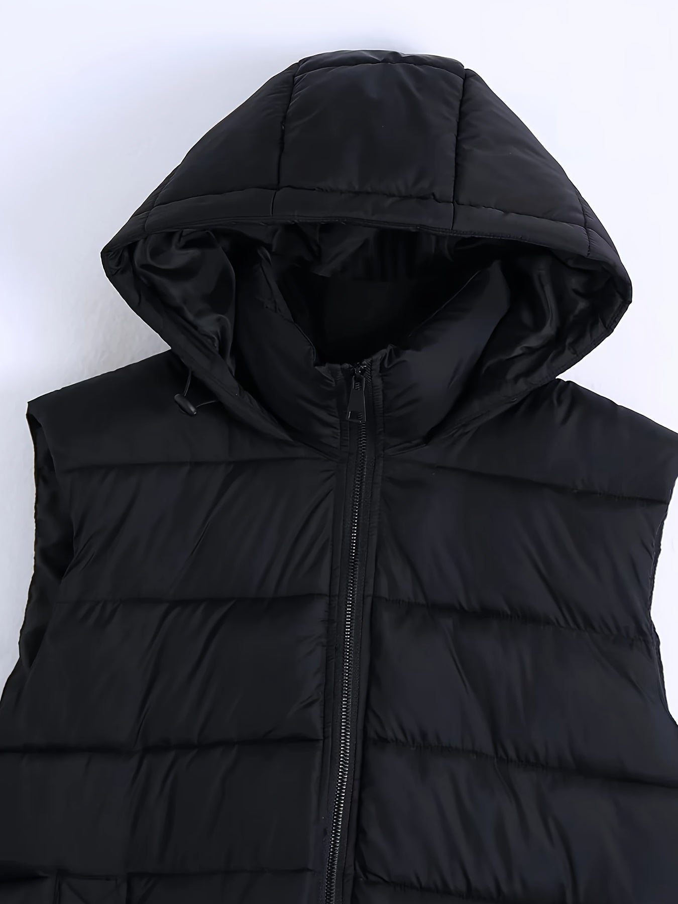 Solid Hooded Padded Vest Women's Winter Clothing