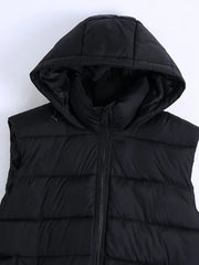 Solid Hooded Padded Vest Women's Winter Clothing