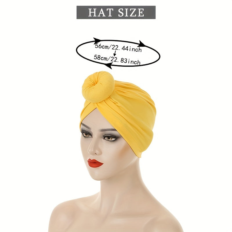 Yellow Donut Knot Turban Cap Head Wrap Headscarf Ramadan Hijab