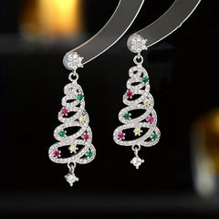 Christmas Tree Earrings - Zircon Snow Holiday Gift