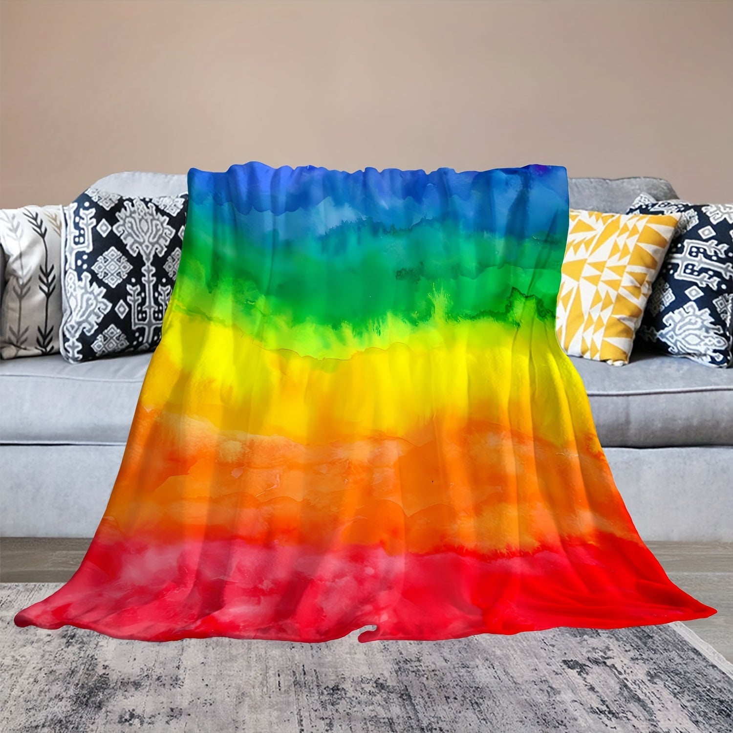 Creative Rainbow Blanket Comfortable Warm Soft Cozy Casual Blanket
