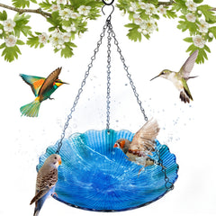 Glass Bird Feeder Bird Bath Outdoor Garden Decoration