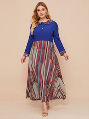 Contrast Lapel Maxi Dress Plus Size