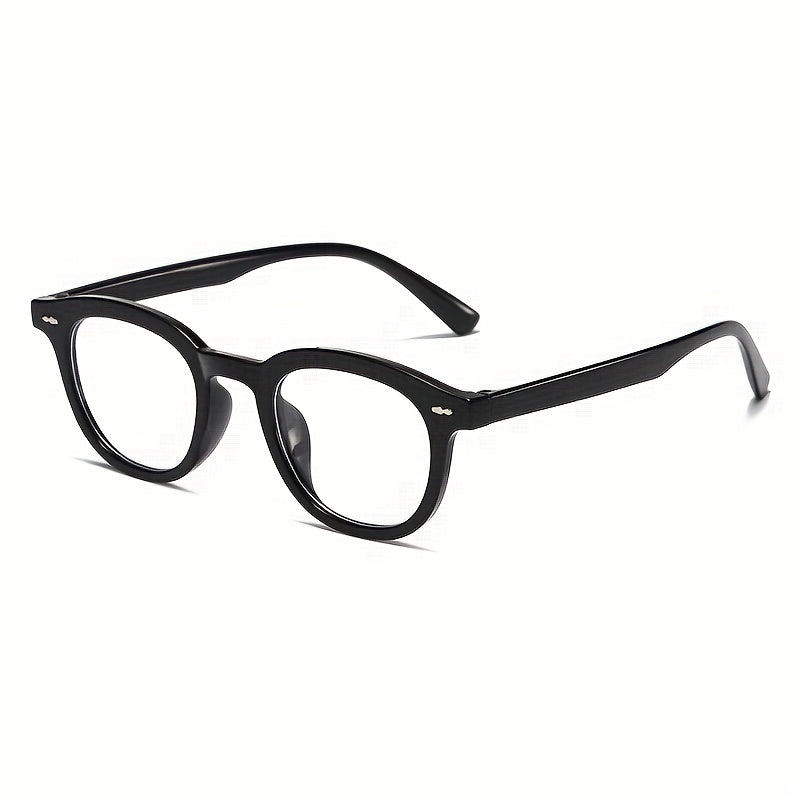 Men's Round Small Frame Flat Preppy Plastic Glasses