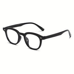 Men's Round Small Frame Flat Preppy Plastic Glasses