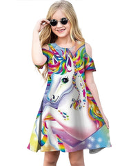 Unicorn Princess Cold Shoulder Dress for Party