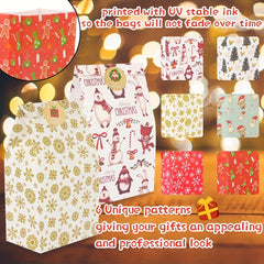 12pcs Christmas Paper Candy Bags with Gift Tag Stickers