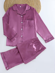Satin Long Sleeve Pajama Set