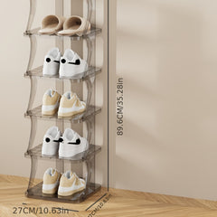Clear Vertical Shoe Rack 8 Tiers Storage Organizer Space Saving