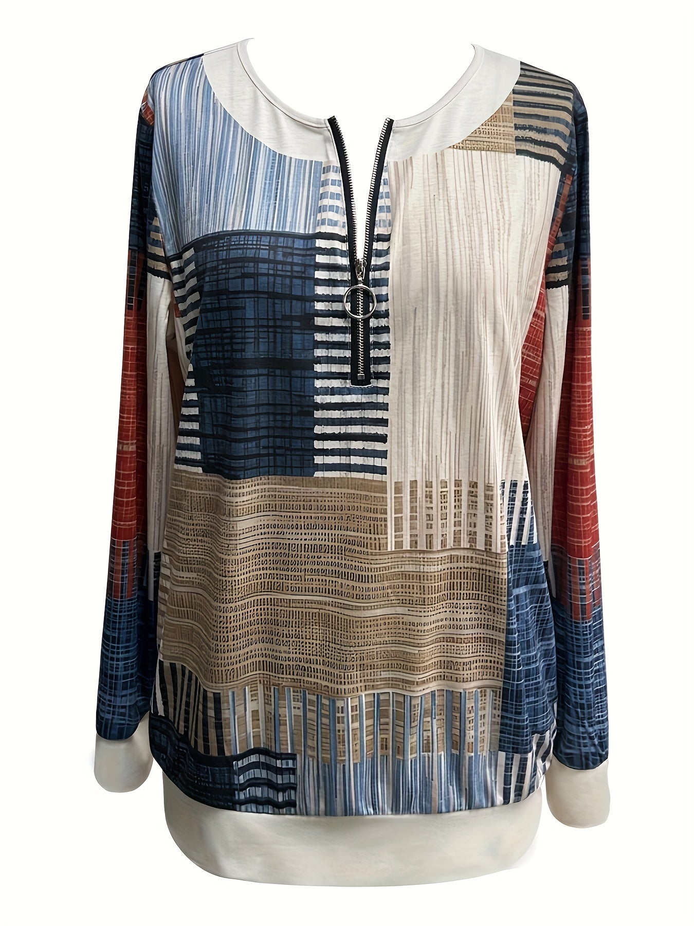 Colorful Sporty Half Zip Mid Stretch Top Women's Activewear