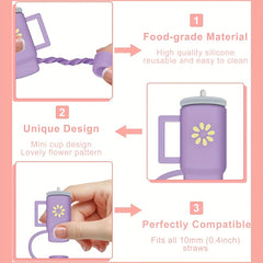 4pcs Straw Topper Initial Charm - Reusable Silicone Straw Cap, 1.02cm Straws