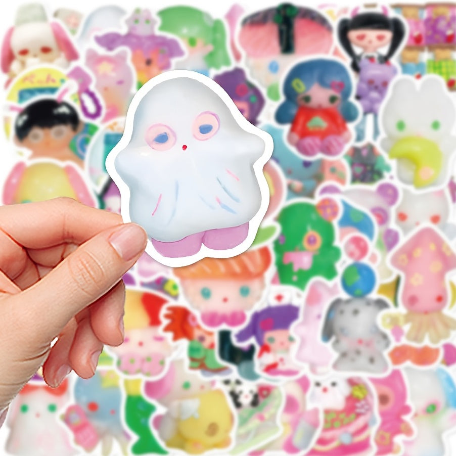 56pcs Cartoon Clay Head Stickers for DIY Decorations