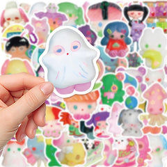 56pcs Cartoon Clay Head Stickers for DIY Decorations